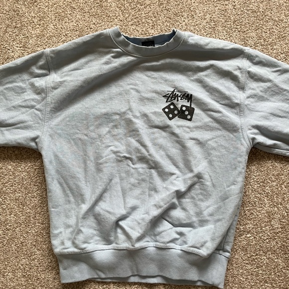 MENS BLUE STUSSY CREWNECK SWEATSHIRT - Picture 2 of 3